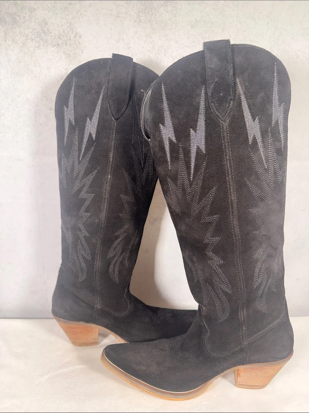 dingo Black Suede Over-the-Knee Western Boots